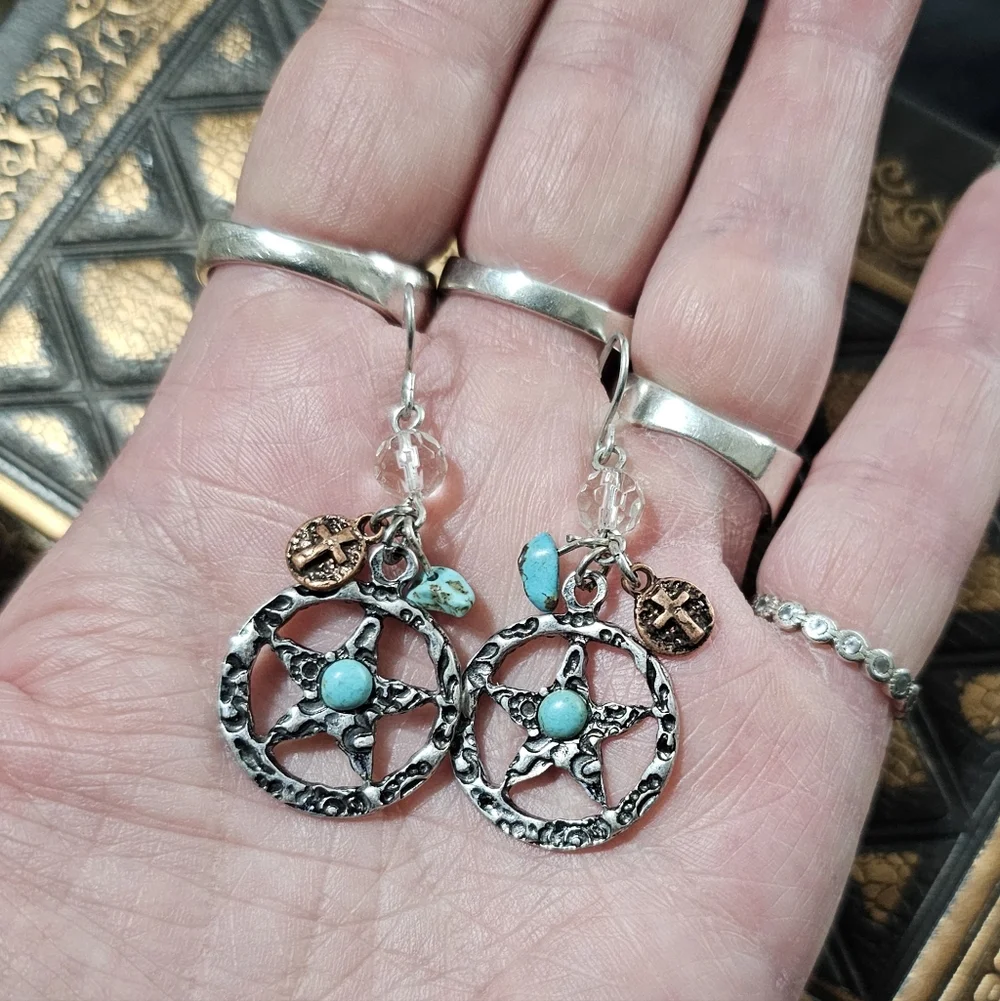 Two-Tone Western Star Earrings